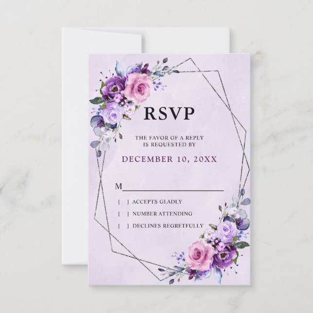 Hellrosa Lilac Lila Shades Blume Hochzeit RSVP Karte (Vorderseite)