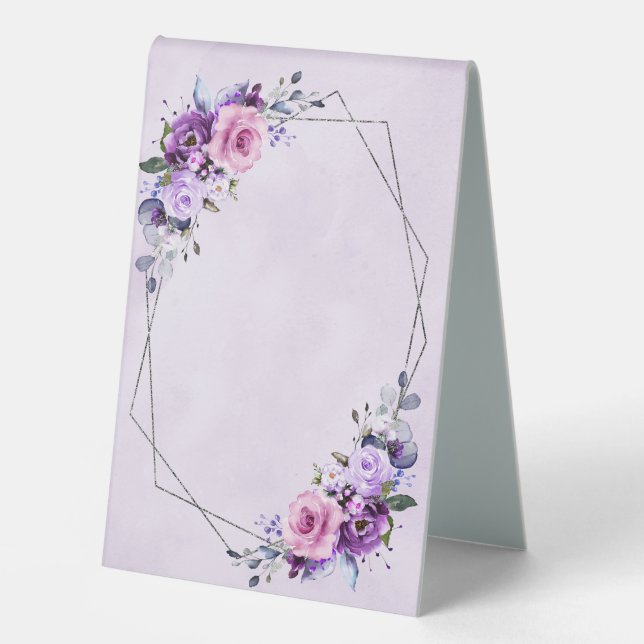 Hellrosa Lilac Lila Shades Wasserfarben Blume Tischaufsteller (Vorderseite)
