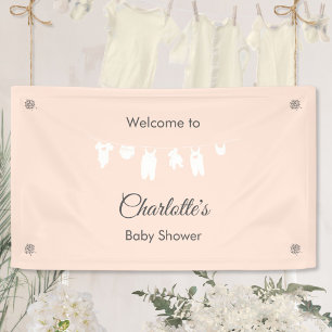 Hellrosa minimalistische Babyparty für Mädchen Banner