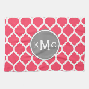 Hellrosa Mit Monogramm marokkanisches Gitter Handtuch