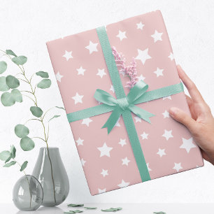 Hellrosa mit Sternmuster Geschenkpapier