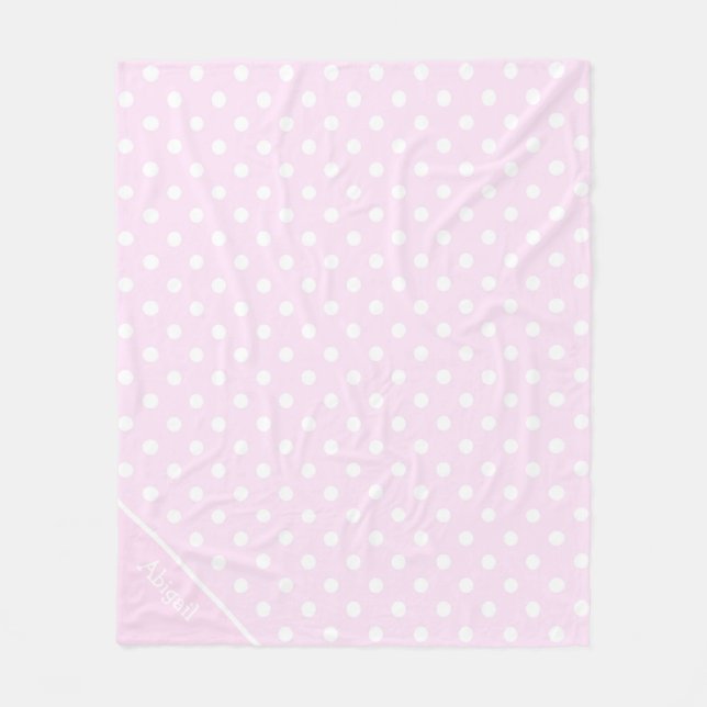 Hellrosa mit weißen Polka-Punkten Fleecedecke (Vorderseite)