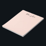 Hellrosa Monogramm Stilvoll Moderne Weibchen Hübsc Notizblock<br><div class="desc">Chic hellrosa und schwarz Skript Monogramm Name.</div>