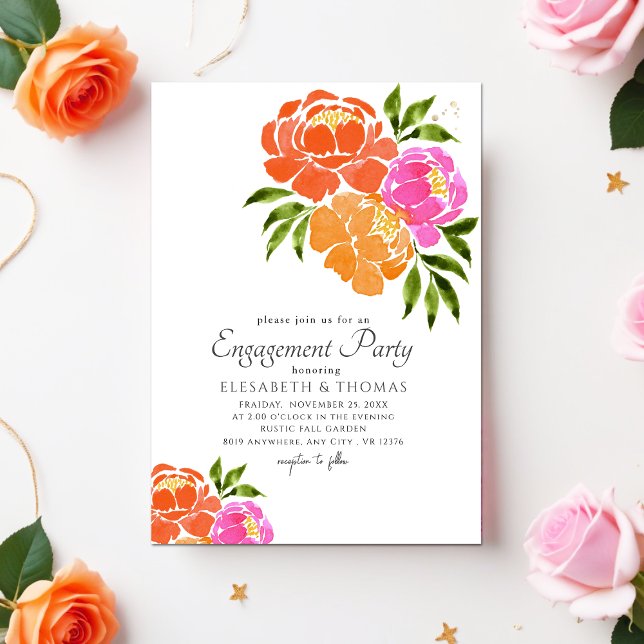 Hellrosa Orange Coral Floral Sommer Hochzeit Einladung (Von Creator hochgeladen)
