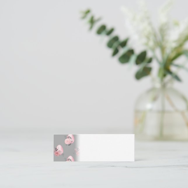 Hellrosa Ostereier Delikatesse Frühjahr Mini Visitenkarte (Stehend Vorderseite)