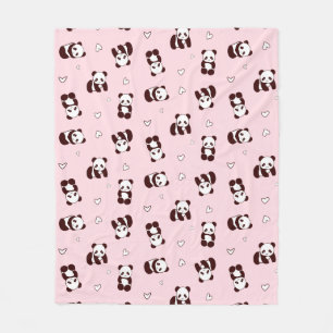 Hellrosa Panda Herz Fleece Blanket