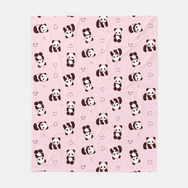 Hellrosa Panda Herz Fleece Blanket (Vorderseite)