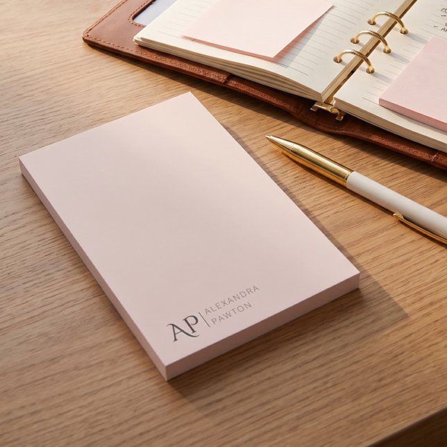 Hellrosa personalisiertes Monogramm Persönlich Post-it Klebezettel (Von Creator hochgeladen)