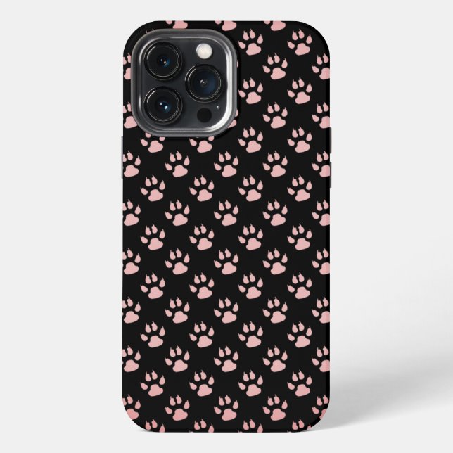 Hellrosa Pfoten-Muster iPhone 13 Pro Max Hülle (Rückseite)