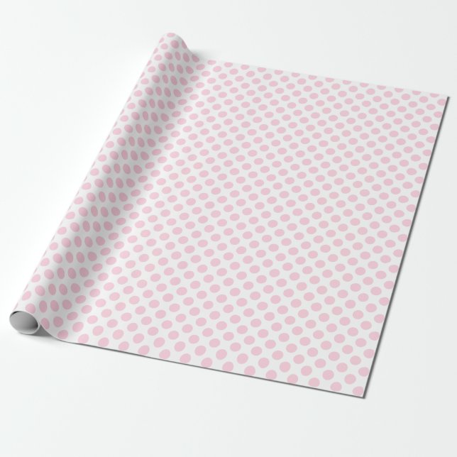 Hellrosa Polka-Dot auf weißem Wrapping Paper Geschenkpapier (Ungerollt)