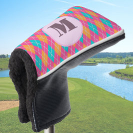 Hellrosa Preppy-Raute, kundenspezifische Monogramm Golf Headcover