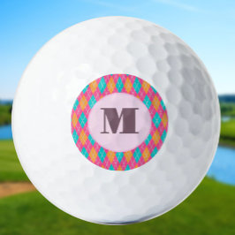 Hellrosa Preppy-Raute, kundenspezifische Monogramm Golfball