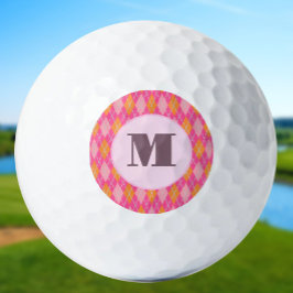 Hellrosa Preppy-Raute, kundenspezifische Monogramm Golfball