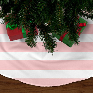 Hellrosa Preppy Stripes Polyester Weihnachtsbaumdecke