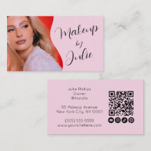 Hellrosa QR-Code, Social Icon und Foto-Make-up