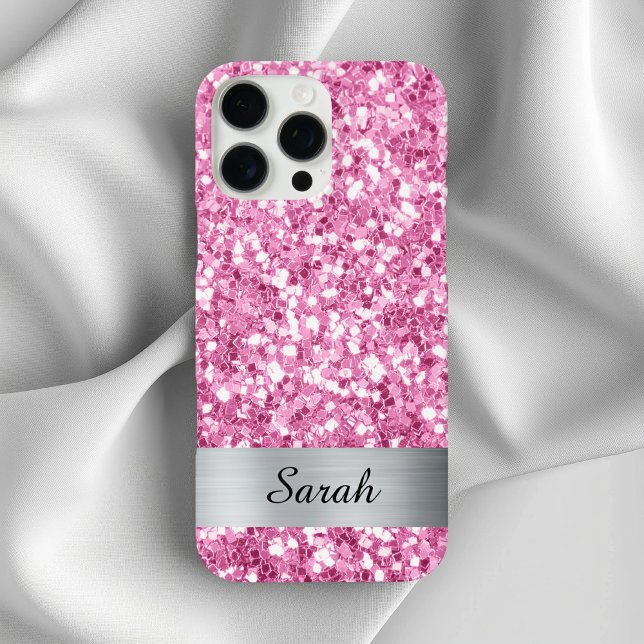 Hellrosa Quadrat Glitzer Shimmer Strip Foil iPhone 16 Pro Max Hülle (Light Pink Square Glitter Shimmer Strip Foil Case-Mate iPhone Case)