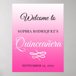 Hellrosa Quinceañera 15. Geburtstag Willkommen Poster