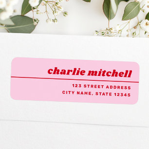 Hellrosa Retro-Schriftart, trendige Rücksendeadres