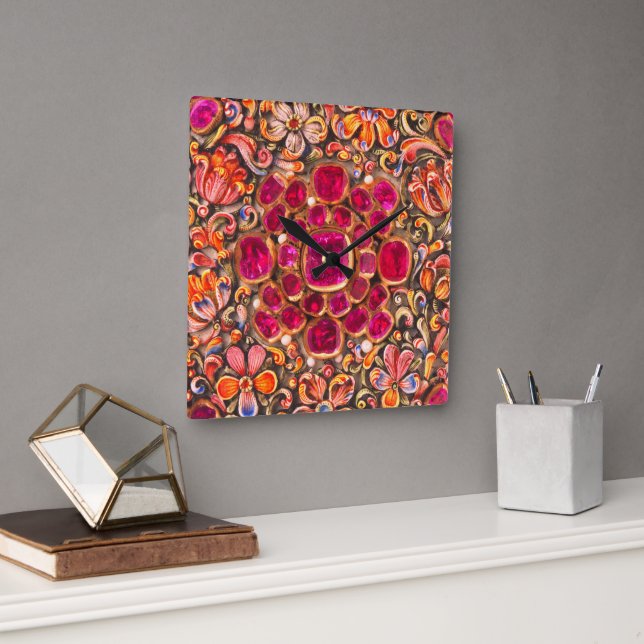 Hellrosa Rosa Rosa Blütenblume Quadratische Wanduhr (Büro)