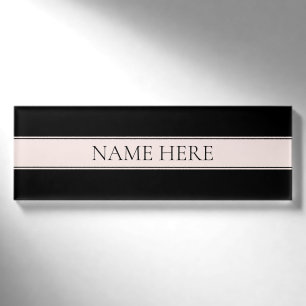 Hellrosa Rosa Streifen und eleganter bearbeitbarer Namenschild