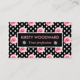 Hellrosa Rose auf Schwarzweißdiamanten Visitenkarte