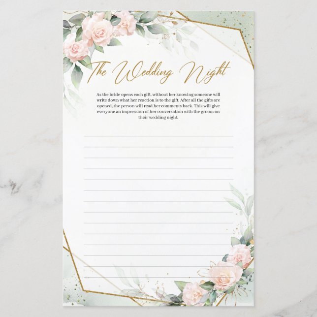 Hellrosa Rose Eukalyptusgold Hochzeitsnacht (Vorderseite)