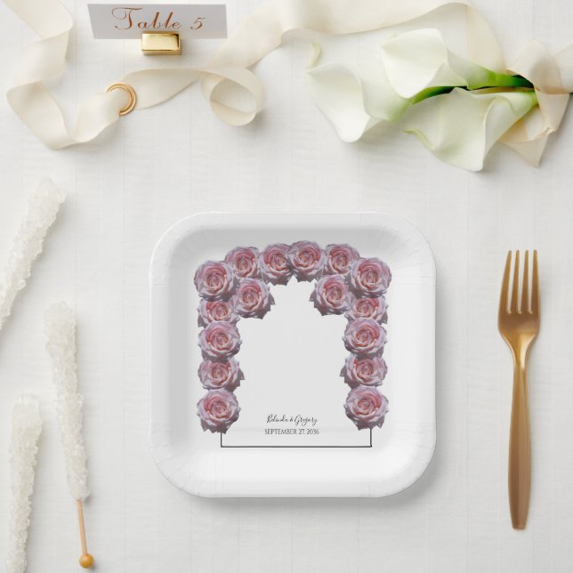 Hellrosa Rose Hochzeit Pappteller (Hochzeit)