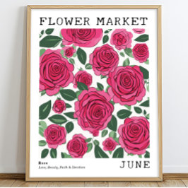 Hellrosa Rose im Blumenmarkt Juni Blume Poster