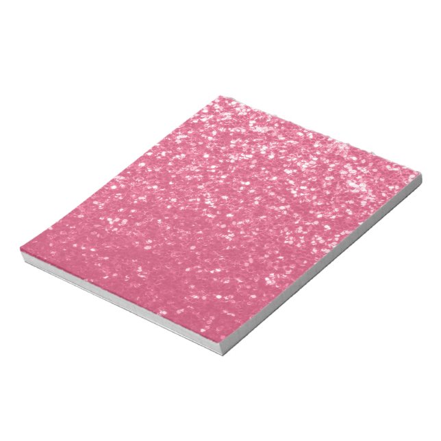 Hellrosa Rose Imitate Glitzern Glitzer Notizblock (Rotiert)