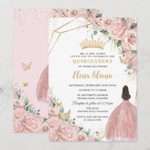 Hellrosa Rose Quinceanera Sweet 16 Einladung
