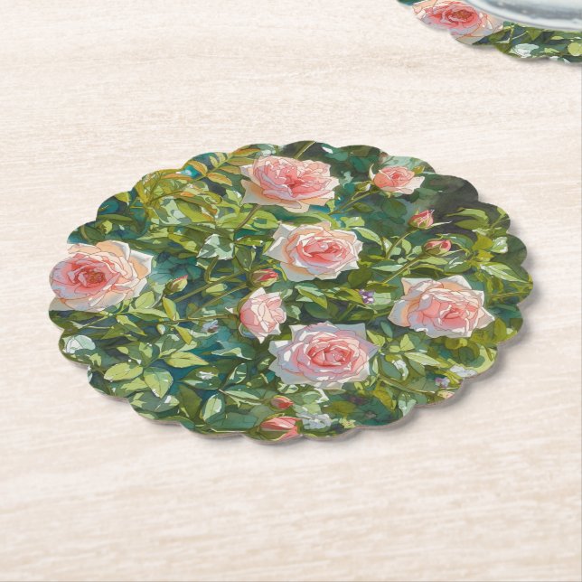 Hellrosa Rosen Garten Blumen Untersetzer (angewinkelt)