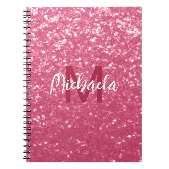 Hellrosa Rosen-Imitat-Sparkles-Glitter-Monogramm Notizblock (Vorderseite)