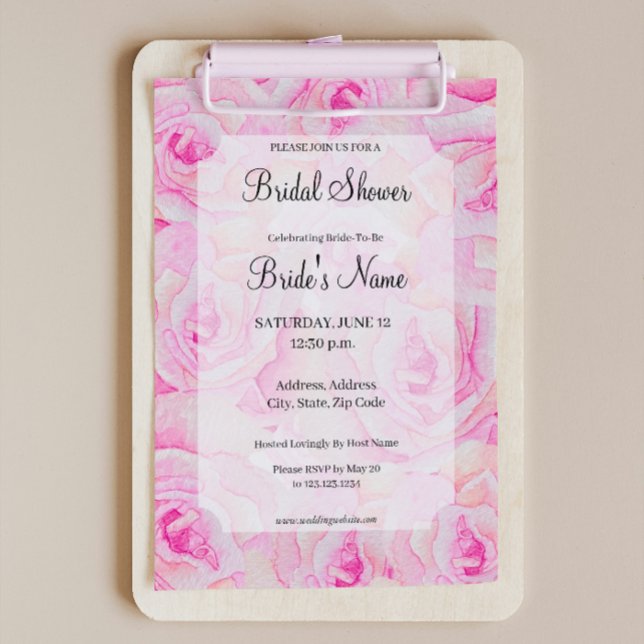Hellrosa Roses Bridal Dusche Einladung (Von Creator hochgeladen)