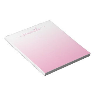 Hellrosa sanfter Farbverlauf Girly-Signatur Notizblock