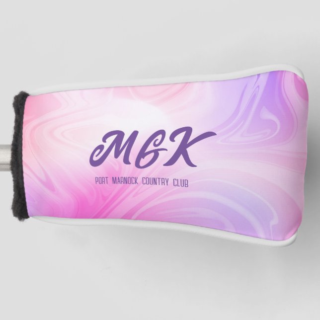 Hellrosa Swirbel Design Mit Monogramm Putterabdeck Golf Headcover (Vorderseite)