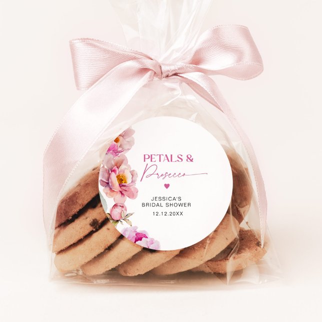 Hellrosa Tornelenblätter und Bräuner der Prosecco Runder Aufkleber (Von Creator hochgeladen)