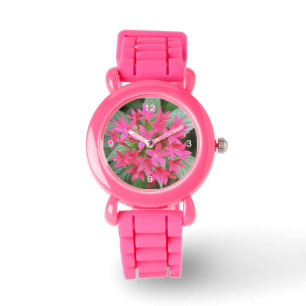 Hellrosa tropische Blume mit Zahlen beobachten Armbanduhr