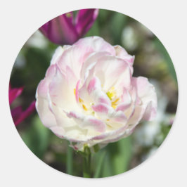 Hellrosa Tulpen an einem sonnigen Tag Runder Aufkleber