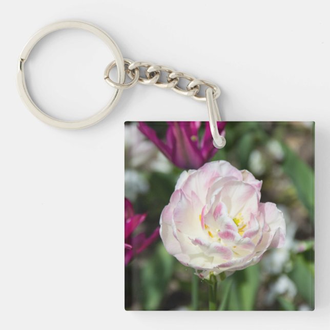Hellrosa Tulpen an einem sonnigen Tag Schlüsselanhänger (Vorderseite)