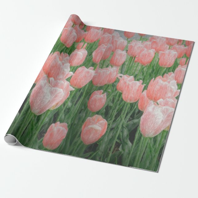 Hellrosa Tulpen-Geschenkpapier Geschenkpapier (Ungerollt)
