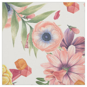 Hellrosa und gelbe Blumen Stoff