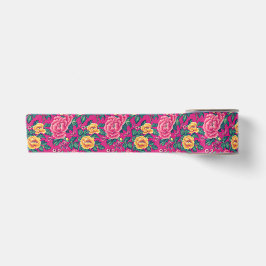Hellrosa und gelbe Chinoiserie Blumen Satinband