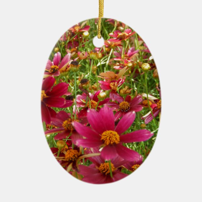 Hellrosa und gelbe Daisy-Blume Keramikornament (Vorne)