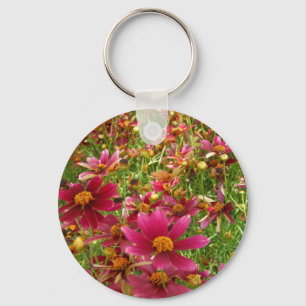 Hellrosa und gelbe Daisy-Blume Schlüsselanhänger