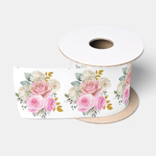 Hellrosa und goldene elegante Blumen Satinband