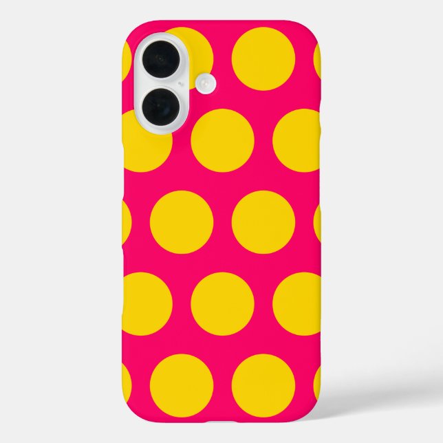 Hellrosa und goldene Polka-Punkte iPhone 16 Hülle (Rückseite)