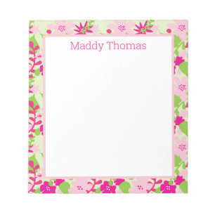 Hellrosa und grüne Notepad Notizblock