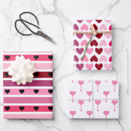 Hellrosa und lila Herzen Valentinstag Geschenkpapier Set