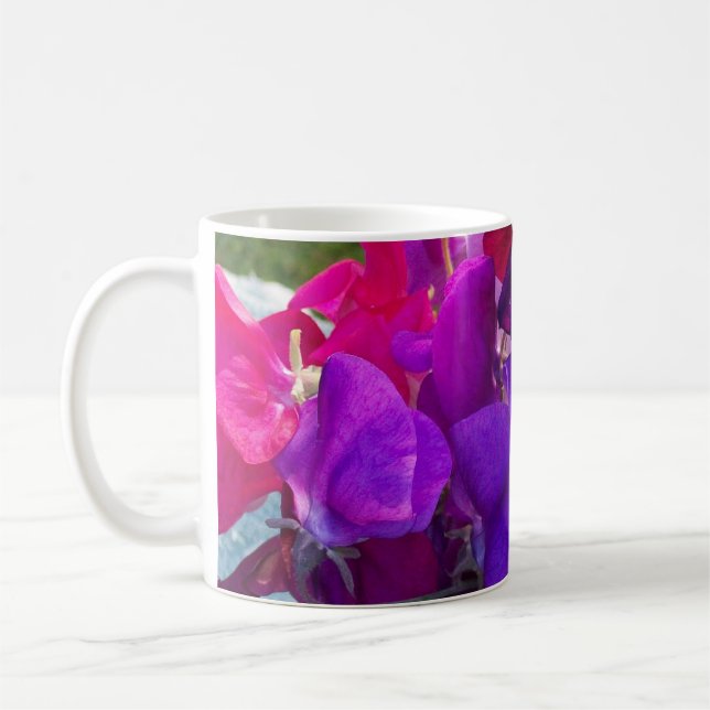 Hellrosa und Lila Platterbsen Fotografie Kaffeetasse (Links)