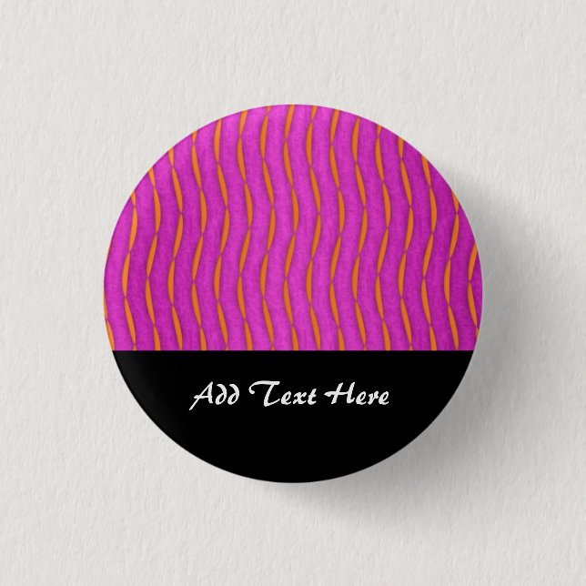 Hellrosa und orange Abstrakte moderne Streifen Button (Vorderseite)
